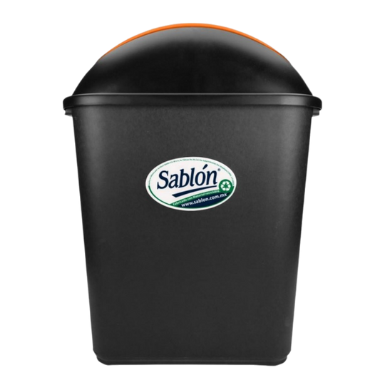 CESTO JUMBO NEGRO C/TAPA BALANCIN NARANJA