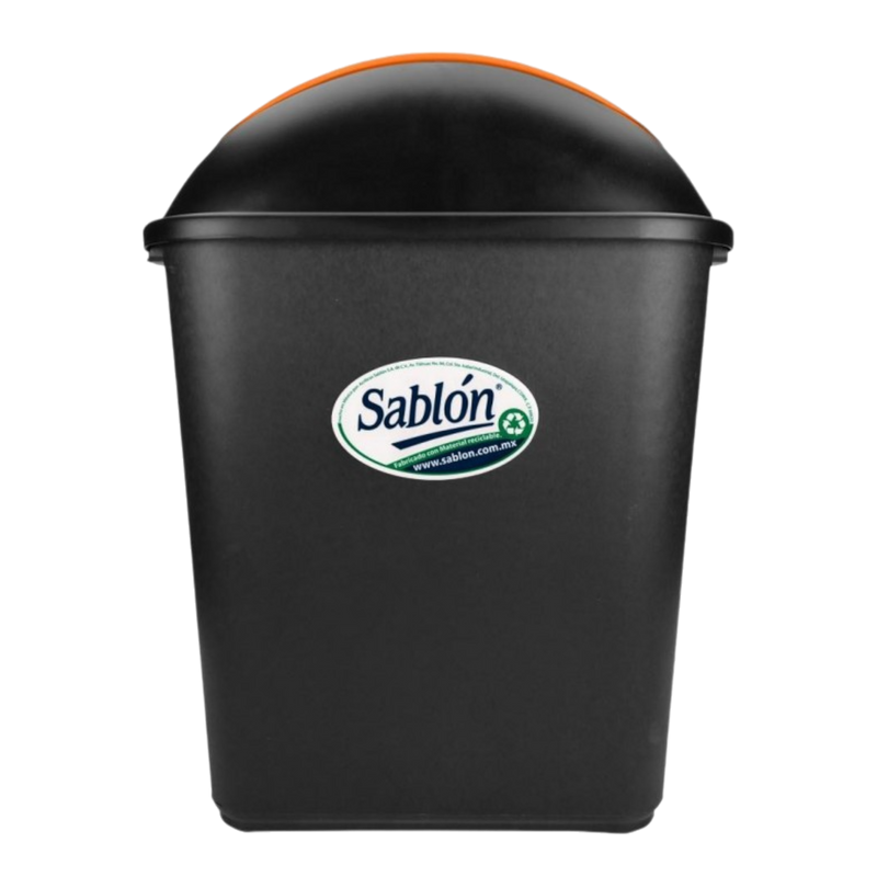 CESTO JUMBO NEGRO C/TAPA BALANCIN NARANJA