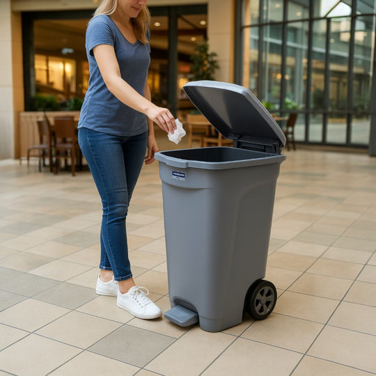 BASURERO T-FORCE 100 LT C/RUEDAS GRIS