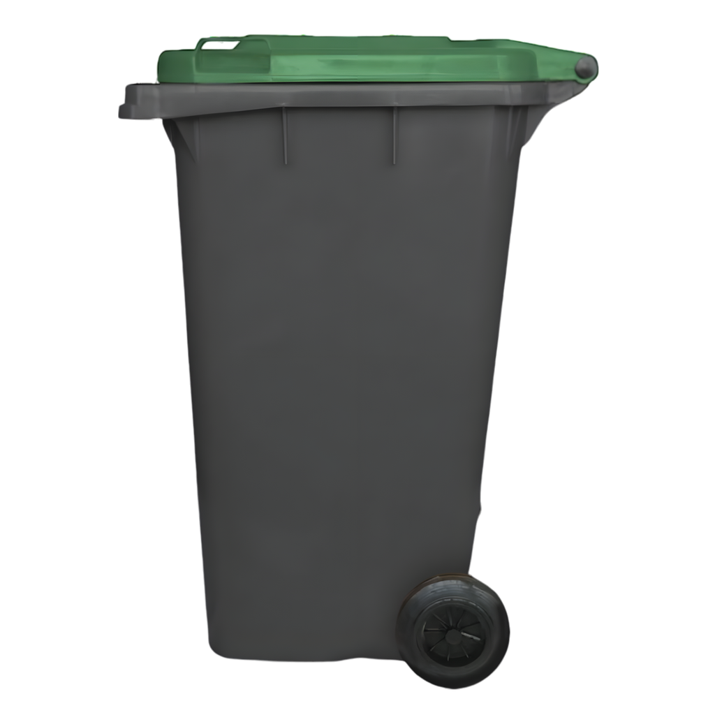 CESTO 240 LTS GRIS C/TAPA VERDE