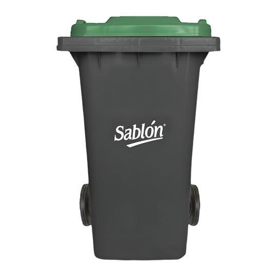 CESTO 240 LTS GRIS C/TAPA VERDE