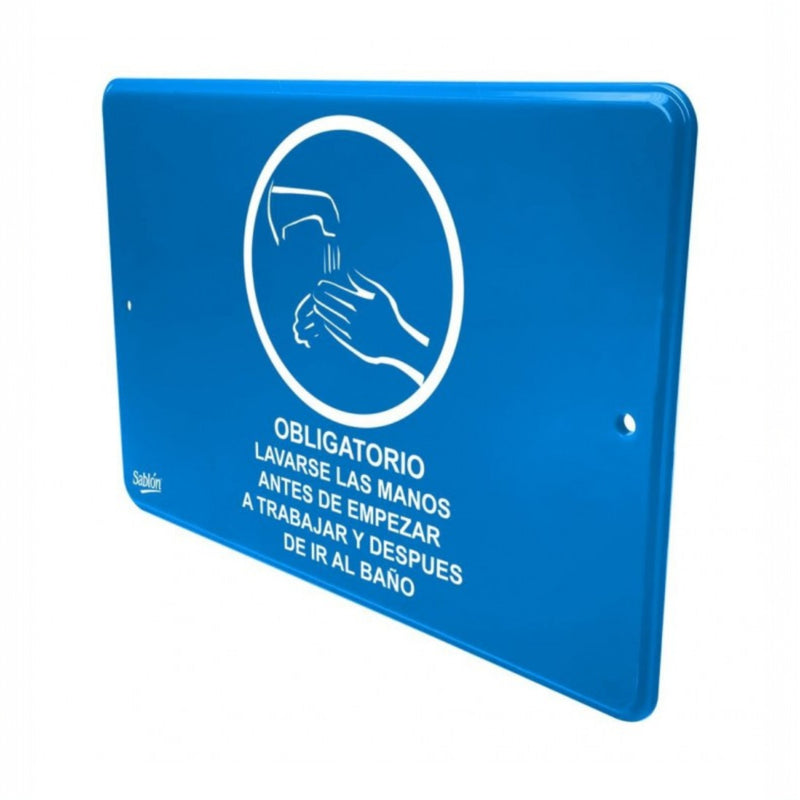 SEÑAL OBLIG LAVAR MANOS 23x15 CM